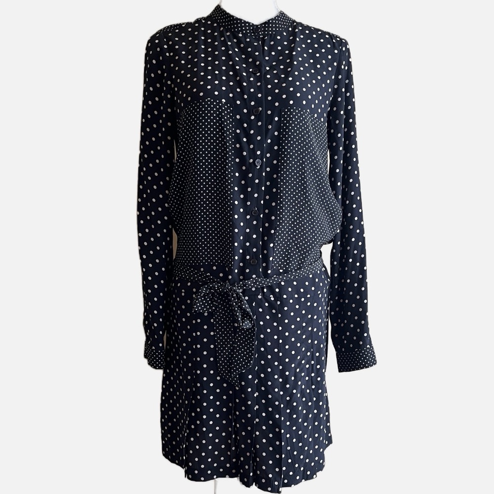 Hale Bob Silk Black Cream Dot Dress Size S